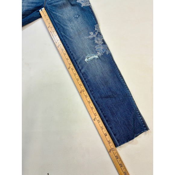 WH/BM The Skinny Jeans Blue Floral Lace Denim Embroidered Distressed Size 2 - Picture 8 of 16